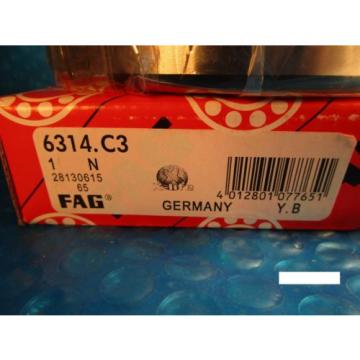 Fag 6314-C3, Single Row Ball Bearing(=2 SKF,NSK ZZ,NTN,Timken/Fafnir 314K)