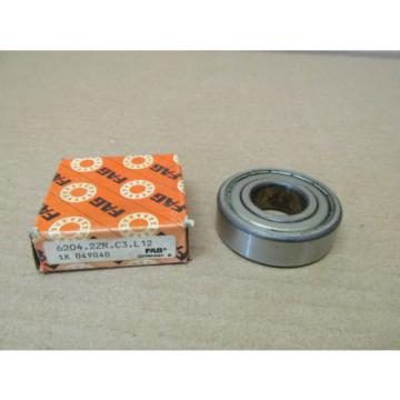 NIB FAG 6204.2ZR.C3.L12 BEARING DOUBLE METAL SHIELD 62042ZRC3 6204ZZ 1K 049040