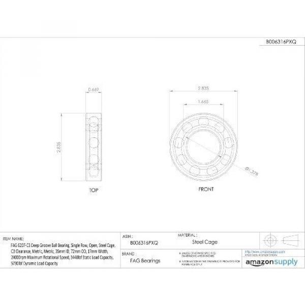 FAG NTN JAPAN BEARING FAG 6207-C3 Deep Groove Ball Bearing, Single Row, Open, Steel Cage, #5 image