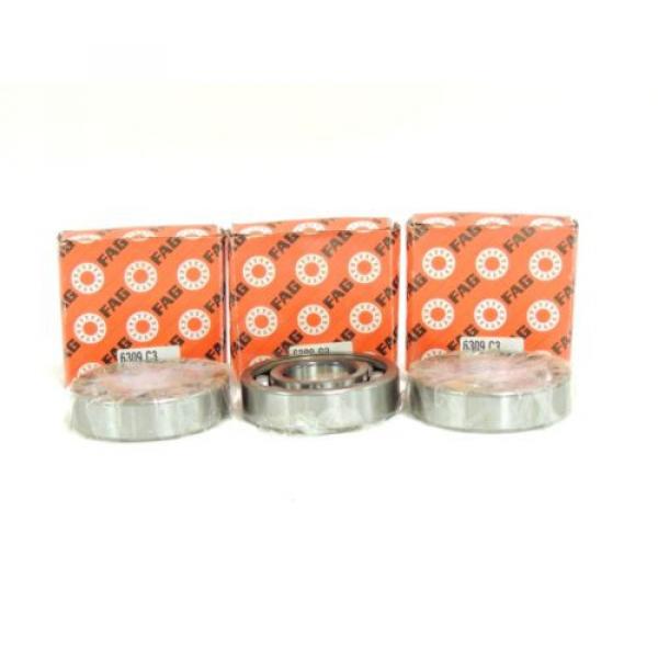 New FAG Ball Bearing 6309.C3  45mm ID, 100mm OD, 25mm W  LOT OF 3 #1 image