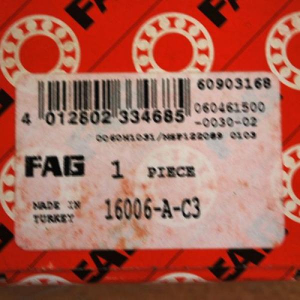 FAG 16006-A-C3 Deep Groove Single Row Ball Bearing, 30mm I.D 55mm O.D. #4 image